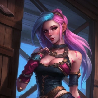 (Jinx) (Woman focus) (Attractive Eye) (League of Legends) (Jinx) (full body focus) (League of Legends outfit) (League of Legends atmosphere) (mesmerizing eyes:1. 2) (alluring intensity:1. 2) (dynamic character:1. 2) (enigmatic charm:1. 2) (explosive energy:1. 2) (fierce beauty:1. 1) (bold persona:1. 1) (vibrant portrayal:1. 1) (powerful presence:1. 1) (league of legends mastery:1. 1) (adventurous spirit:1. 1) (intricate details:1. 1) (legendary allure:1. 1) (dynamic composition:1. 1) (electrifying atmosphere:1. 1) � niji 5