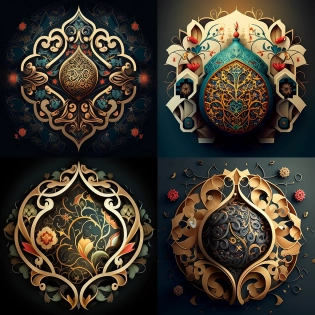 Create an intricate Islamic arabesque design with a bold background, suitable for print-on-demand products such as phone cases, t-shirts and home decor items.