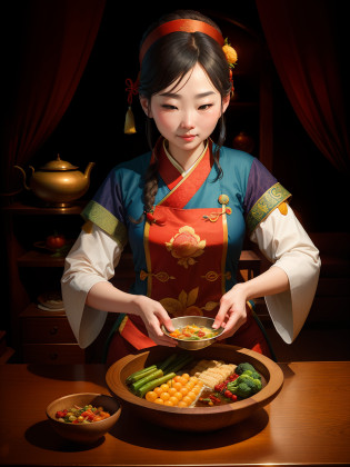Guan Guan Jujiu is on the continent of the river. A fair and graceful lady is a good match for a gentleman.

Uneven vegetables flow from left to right. A fair and graceful lady awaits her longing.

