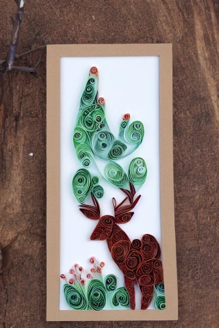 paper quilling, paper cut art, paper illustration, deer in forest, one color, very detailed, 8k --upbeta --v 4