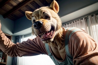 (Anthropomorphic), (killer winnie the pooh by time burton), fangs, sharp teeth, blood dripping down mouth, (dynamic lighting), ultra highres, photorealistic, 8k, hyperrealism, photography, <lora:add_detail:1>