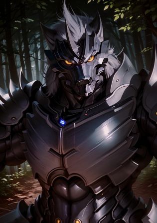 art by midjourney, CGI_Animation, (masterpiece:1.3), (best quality:1.5), anthro, (muscular), old, aged up, ((male)), (full body shot), dynamic lighting, ((male)), thick muscular body, powerful muscular body, ((bodybuilder body and wide powerful body and wide thick muscular body and powerful male body and muscles and muscled and thick arms and powerful arms and muscular arms and thick thighs and powerful legs and muscular legs and thick chest and wide chest and muscular chest and muscular abs and rippling muscles and powerful shoulders and muscular shoulders and muscular butt and thick muscular neck and powerful muscular back)), cinematic lighting, 8K, hi-fi, (perfect proportions:1.2), (armored muscular man:1.5), sharp focus, (illustration:1.1), (detailed), (intricate), (8k), (HDR), (cinematic lighting), (sharp focus), (color grading), black leather body suit, polished black armor, a wolf headed man in black armor with a horned wolf face helmet, glowing yellow eyes, Zen Aku, Zen-Aku, <lora:Zen Aku:1>