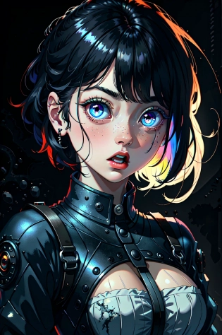 baby, cute, HD, colorful, digital portrait, dynamic lighting, intricate, ultra detailed huge eyes, big eye, weirdcore, led, horrified, <lora:crazyExpressions_crazyExpressions:0. 7> <lora:styleJelly_v10:0. 5>, UHD, HDR10, 16K, ((Masterpiece)), AbsurdresModel: Dark Sushi Mix - Mix