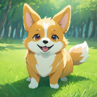 Corgi Chinese illustration movie lighting effects?A corgi sitting on the grass?His eyes were fixed on the screen?Optimize eye detail?A corgi sitting on the grass?His eyes were fixed on the screen?Optimize eye detail?best qualtiy?high detal?best qualtiy?8K, 3Drenderingof?VR5.0 Renderer rendering?unreal engine 5 render