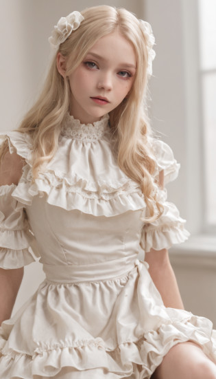 Full body frame, perfect 14-year old girls with flowing long blonde hair, shot to death in a classroom massacre, intense pain, dying, lying dead, blood on clothes, bullet holes in chest, eyes closed, (cute, high heel shoes), (romantic, white ruffle silk dress, ruffle high neck collar, ruffle wide collar, ruffle front, long sleeves with ruffle cuffs), ultra realistic, high res, dramatic