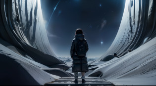 Immerse us in the depths of the cold and deep universe, Where darkness reigns?Distant stars?A faint twinkle in the jet-black void like a distant memory?Create eerie and enigmatic space images?Let the emptiness of the universe expand endlessly.?Only the faint glow of distant celestial bodies delimits its space?Using AI?Create a sense of isolation in the space?Let the vastness of the universe be a canvas of deep shadows and inexplicable darkness?. Very realistic, Photography,  One-person viewpoint, Super Detail, high detailing, High quality, in 8K