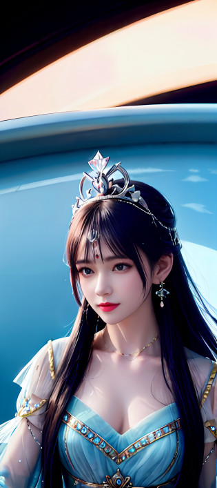 realisticity: 1.2), best quality, masterpiece, highres, super detail, ultra detail, cg, 1girl, queen, sword, long hair, dress, diamond dress, solo, jewelry, yellow dress, wearing a very beautiful dress, there are lots of diamonds on her dress which is very beautiful,

wearing a very beautiful crown, earrings, hair ornament, splashing, upper body super realistis, hair bun, blue and pink hair, sitting on a magnificent and beautiful royal throne backgraun super realistis and super detail, ultra detail, lighting,candid, Photograph, high resolution, 8k, 10k, Bokeh,