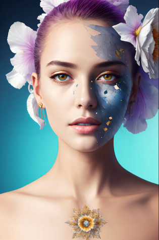 golden, ultra detailed artistic abstract photography of geometrical woman face, Beautiful white rose flower on the seashore, sunny day, white cumulus clouds, detailed symmetric circular iris, shattered paper fragments, natural body posture, art by alberto seveso, by guy denning, by johannes itten, by russ mills, by gustav klimt, Symmetrical, abstract art style, intricate complex watercolor painting, sharp eyes, Digital painting, color explosion, radiance, colorful, Concept art, volumetric lighting, metallic reflections, 8k, by artgerm, Trending on Artstation, 16k resolution, 300 dpi, 600 dpi, 4k, Contest winner, High definition, golden eyes
, detailed, realistic, 8k uhd, high quality