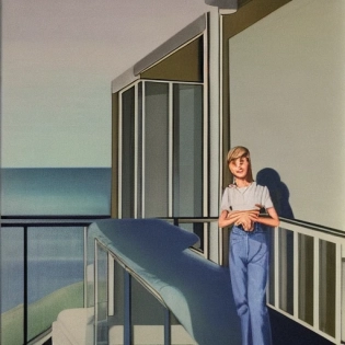 Hyper realistic eye level exterior photo of a mid century modern style house overlooking the ocean, daylight, indirect lighting, AD magazine, Frank Lloyd, Eames, Mies van der Rohe The young girl stands tall, wearing jeans that accentuate her curves. Her elegant beauty radiates through the stable diffusion of light around her, creating a realistic art piece that captures the essence of femininity. The 4k high resolution image showcases the futuristic environment concept art, highlighting the realism of the scene and the unreal engine 5 technology used to create it. Her face and body are depicted with such precision that the viewer can almost feel the texture of her skin. adding to the allure of the image. This piece is a testament to the power of art to capture the essence of human beauty.