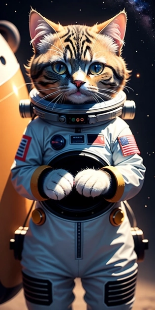 Cat, wearing a spacesuit, 8k, high detail