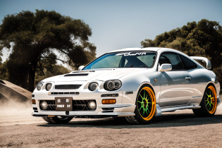 polished steel CELICA6 built for rock crawling stands on concrete wall, custom car body modified for rock crawling, jumper car dance, import offroad tuner, big offroad futuristic tyres, bedlock rims, graffiti, sandstorm, photorealistic, shot by Sony a7iii <lora:CELICA6:0.8>
