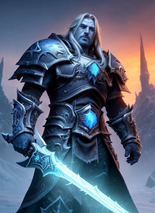 ((extremelly 8k unity wallpaper1. 2)), Arthas lich king, (world of warcraft:1. 3), fantasy armor, perfect face, artstation, trend on artstation, intricate details, insane details, sharp focus, HDR, warm light