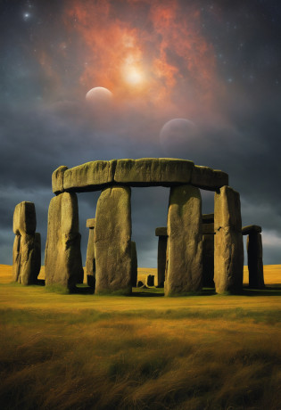 Zdzis?aw Beksi?ski style stonehenge with Aliens