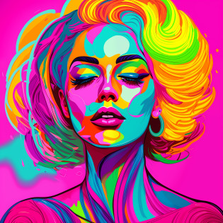 a painting of a woman with bright hair and bright makeup, vibrant neon inks painting, vibrant digital painting, vibrant digital art, colorful art, art of alessandro pautasso, vibrant cartoon art, jen bartel, colorful digital art, colorful painting, colorful digital painting, hyper color digital art, vibrant painting, full color digital art, colorful drawing, vibrant fan art