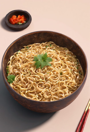 Arabic noodles opened from a bowl with chopsticks,3D, super realistic food picture, Amazing food photography, high quality food photography, Amazing food illustration, Eating noodles, food advertisement, 4K food photography, Ramen, 4 k food photography