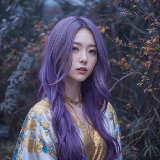 Genki Girl 32K?tmasterpiece?k hd?hyper HD?32K?Long flowing bright purple hair?Autumn Pond?zydink? a color? Asian people ?Genki girl?? ?Silk scarf?? Combat posture? looking at the ground? long whitr hair? Floating bright purple? Fire cloud pattern gold tiara? Chinese long-sleeved gold silk garment? ?Abstract metaverse splash?1.2?? white backgrounid?Lotus vitality protector?realisticlying?1.4??Bright purple hair?Smoke on the road?The background is pure? A high resolution? the detail? RAW photogr? Sharp Re? Nikon D850 Film Stock Photo by Jefferies Lee 4 Kodak Portra 400 Camera F1.6 shots, Rich colors, ultra-realistic vivid textures, Dramatic lighting, Unreal Engine Art Station Trend, cinestir 800?A girl with long flowing bright purple hair