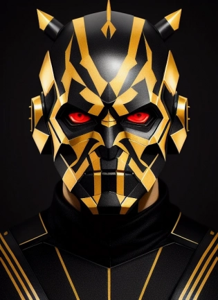 symmetry! ! portrait of gold and black darth maul, star wars, sci - fi, glowing lights! ! intricate, elegant, highly detailed, photograph, artstation, -( Model used not available in dropdown menu )