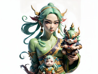 (Daisaku),(Need),(Super meticulous),?Oriental dragon?Japanese ukiyo-e wind god, Thunder God, Thor is good?Raised sexy????Oriental face?(Statue of the God of Wind and Thunder, Ukiyo-e sculpture, inspired by Shunk?sai Hokush?, Inspired by Ry?k?sai Jokei, inspired by Kawanabe Ky?sai, Anime figur, sideshow figurines, esao andrews and yoshitaka amano,
