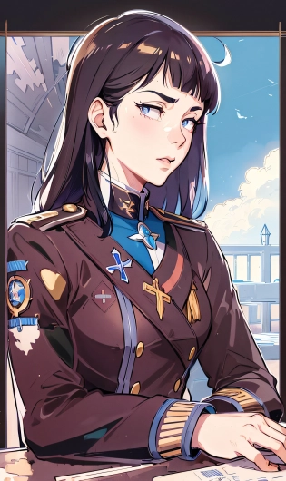 anime character of a woman in a uniform sitting at a desk, highly detailed exquisite fanart, beautiful androgynous prince, delicate androgynous prince, official character illustration, official character art, marin kitagawa fanart, official art, makoto shinkai ( apex legends ), range murata and artgerm, high detailed official artwork, detailed fanart, waist up portrait