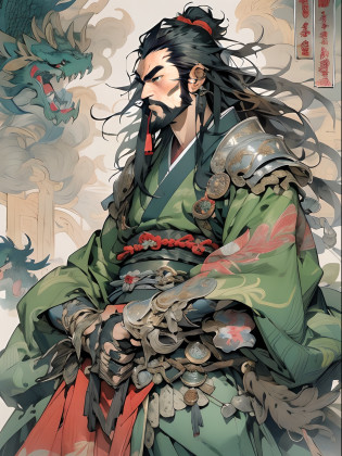 (((China-style?Ink painting method?Half-length portrait?Intense color?Han dynasty, China?Hanfu?Armor?Guan yu?Guan Yunchang?of a guy?Hold the Blue Dragon Moon Knife in his right hand?Stroke your beard with your left hand?Long hair?petty eyes?Green robe))), (((best qualityer))), (((tmasterpiece))), (((AS-Adult))), ((( Japanese ))), Look up from your knees, Handsome Asian samurai?perfect body figure, Modern samurai, ((( Asian))), Wear gloves on your hands?The left arm is made of steel and metal tips?Made of protective devices, The eyes are pulled, (( Appears below the chest )), (( Small dental floss )), Simon Bisley, Almost naked?Simon Bisley?Castle City Wilderness?For high-resolution posters, hair straight, Minimum clothing, armure (Crazy clothes ), Full of tips and rivets, tribal tattoos, (((full bodyesbian))), Straight brunette hair?Colored hair ends