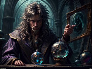 high details, best quality, 8k, [ultra detailed], masterpiece, best quality, (extremely detailed), dynamic angle, ultra wide shot, photorealistic, RAW, fantasy art, dnd art, fantasy art, realistic art, a wide angle view wallpaper of a wizard (intense details, Masterpiece, best quality: 1.5) looking into his crystal ball (intense details, Masterpiece, best quality: 1.5), seeing a cellphone in the crystal ball  (intense details, Masterpiece, best quality: 1.5) [[ a cell phone within the crystal ball]] (intense details, Masterpiece, best quality: 1.5), human male wizard, fantasy wizard (intense details, Masterpiece, best quality: 1.5), D&D wizard, young human male (intense details, Masterpiece, best quality: 1.5), [[anatomically correct]], dynamic hair, dynamic eyes, wearing magical robe (intense details, Masterpiece, best quality: 1.5), dynamic colors, ultra detailed face (intense details, Masterpiece, best quality: 1.5), in his laboratory (intense details, Masterpiece, best quality: 1.5), many magical tomes, magical library (intense details, Masterpiece, best quality: 1.5), many magical vials, ultra wide angle from a medium distance