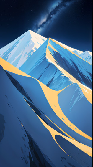 Samivel dessin vectoriel, Retro poster, vectoriel poster, Mountain vector retro poster, starry night sky, montagne des Alpes, Inspired by Samivel. couleur pastel, couleur douce