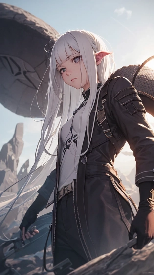 octane render, Landscape of a Exceptional hefty Mind Flayer, White hair styled as Taper, Hazy conditions, Lowbrow Art, Sunlight, Depth of field 270mm, Film Washi, art by Shintaro Kago, HD, 8K