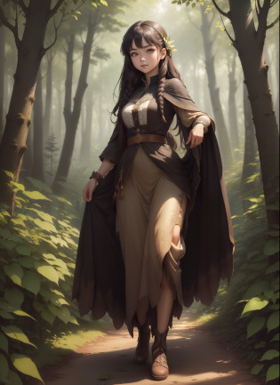 solo, 1girl,full body,standing,forest background,masterpiece,solo,beautiful detailed eyes,finely detail,detailed face,finely detailed,hyper detailed,detailed hand,8k,finely detailed beautiful eyes,high resolution illustration,best quality, windy, 25 years old, lighting, adult