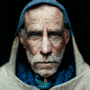 , , , , priest, blue robes, 68 year old man, national geographic, portrait, photo, photography --s 625 --q 2 --iw 3