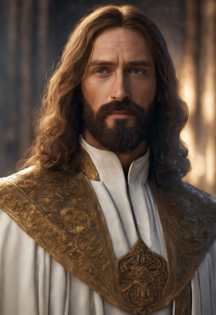 [assistant to=graphic_art code]interface { �character�: { �description�: �Jesus, a very thin Caucasian man with long hair and a beard�, �clothing�: �long white robe�, �type�: �Close-up portrait, centered, with symmetry� }, �art�: { �quality�: �Very real, ultra detailed, very detailed, realistic, soft cinematic light, HDR, sharp focus, cinematic look, complex, elegant, very detailed CG, high resolution live photo, high dynamic range live photo, 8k live photo, 8K resolution live photo, Unity 8k wallpaper, extremely detailed CG, masterpiece live photo, realistic, photo-like real, three-dimensional, beautifully detailed, depth, fine texture, glossy, fully focused, vivid, realistic�, �texture�: �8k�, �details�: �Nonsensical, complex�, �skin�: �Natural� }, �camera�: { �lens�: �35mm� }, �clothing�: { �details�: �Yes� } } [assistant]'.