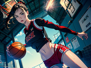 (Original), (Basketball Game), (Best Quality), (Masterpiece), Photographic Reality, Realistic, Very Detailed Illustration, (1 Girl), Beautiful Eyes, (Delicate Face), Perfect Detail, (Best Lighting), (Super Complex Detail), (Basketball Girl), (Basketball Court), (Basketball Girl), (Basketball Court), Sweat, Heavy Breathing, (Basketball Game), Sports Shorts, Perfect Details, Perfect Fingers, Perfect Limbs, Impact, (Shiny Skin), Abs, Muscles, Waist Line, Sports Shorts, Black Hair, High Ponytail , super long hair, 4K uniform, (super fine CG: 1.2), (8K: 1.2), realistic, octane rendering
