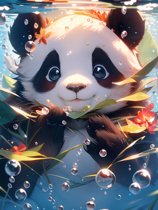 Panda floating in water?There are leaves and bubbles, Cute detailed digital art, lovely digital painting, Cute panda, adorable digital art, cute detailed artwork, panda panda panda, by Yang J, Panda, author?Ryan Yee, Beautiful digital artwork, :: rossdraws, Anime art wallpaper 4k, Anime art wallpaper 4 K, A beautiful artwork illustration, author?Patrick Cheng --auto