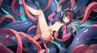Tentacles fill the girl's ?perineum?