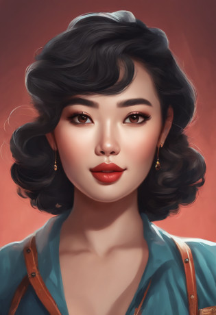 Cartoon image of a woman with permed hair, Super cute funky asian girl, Cartoon style illustration, Cartoon Art Style, Cartoon Art Style, Digital illustration style, Highly detailed character design, cute detailed digital art, Urban Girl Fan Art, Portrait Character Design, beautiful digital illustration, high quality portrait, Comic art, Asia, Character Design Portrait