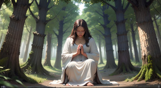 Image of a woman dressed in white standing on a rock, Vestido como Jesus Cristo, Jesus, Shutterstock, foto ainda, Directed by: Kurt Roesch, O Senhor e Salvador, stands in center with open arms, Jovem Deus Todo-Poderoso, vitorioso em um morro, jesus of nazareth, standing triumphant and proud, Cristo Redentor, Segunda vinda