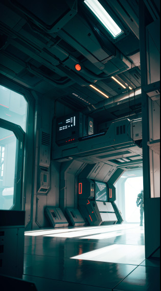 view fron within a huge cyberpunk-esque spaceship commando-room, white metal walls, looking down upon multiple space-soldiers dressed in white tactical armor. multiple male NASA-punk superheroes:1.5, white armor:1.2), in a spaceship:1.1, with a starfield-style background:1.2