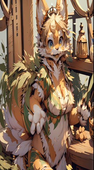 There was a cat sitting on the table, very very beautiful furry art, Cute detailed digital art, Furry art!!!, furry fantasy art, female furry mini cute style, POV furry art, 8K high quality detailed art, Furry art, fursona furry art commission, Furry character, fluffy chest, anthro cat, fursona art, Furry anime, Detailed fanart?Hold food in your left hand?The right hand crosses the waist