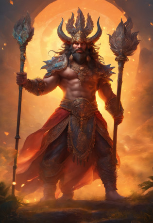 a traditional indian costume holding a parasol, 10 heads attached, indian male demon, indian demon of wealth, hindu 10 headed demon , attractive male demon, demon of wealth, the demon emperor of mankind, hd illustration, legendary demon of 10 heads holding spear, a massive celestial giant demon, from ramayan, indian master, stylish demon, hdr, (intricate details, hyperdetailed:1.15), (natural skin texture, hyperrealism, soft light, sharp:1.2), detailed, sunlight passing through foliage, 8k details, masterpiece, best quality, award winning photo, photorealistic, highly detailed, raw photo, realistic natural skin textures, rim light, hype realistic, low contrast, sharp focus, soothing tones, intricate, low key, masterpiece, best quality, award winning photo, photorealistic, highly detailed, raw photo, realistic natural skin textures, rim light, hype realistic, low contrast, sharp focus, soothing tones, 8k details, 10 heads attached