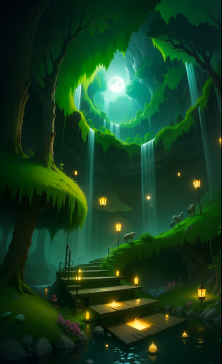When I landed on the surface of the moon, I was amazed by what I saw. I found a magnificent scene, as if I were in a magical dreamland. The lunar underworld is a vast and mysterious labyrinth full of incredible wonders. The huge cave extends to the horizon and emits a faint blue light, like a dreamy aura. The interior of the cave is covered with colorful crystals that emit a dazzling glow, making you feel like you are in a magical crystal palace. At the end of the cave, a huge underground river flows slowly. The river has a mysterious purple color and gives off an intoxicating fragrance. Colorful plants float on the surface of the water, which shimmer in enchanting colors in the faint moonlight, like a dreamlike wonderland. Walking along the river, I found a huge underground forest. The trees rise tall, with dense foliage and flourishing. The trunk is covered with a strange texture, smooth and powerful, as if it contains endless energy. The animals in the forest are also unique and exotic, birds spread their wings and emit beautiful songs, and small animals play under the trees, like a harmonious and peaceful small world. Out of the underground forest, I came to a vast underground plain. The plain is covered with soft moon dust, like delicate fluff, and it makes a slight sound when stepping on the foot. At the end of the plain is a huge underground city. Towering buildings stand on the plain and exude modern technology. Through the transparent fa�ade of the building, you can see the people coming and going in the city. This underground world made me feel the boundless imagination and creativity of human beings, and it is a mysterious and fascinating place.