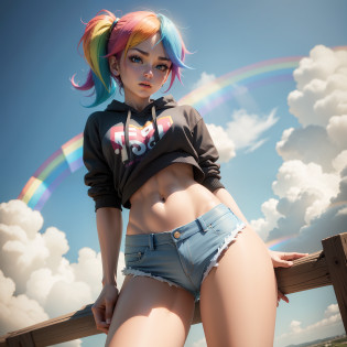 Rainbow Dash from mlp, micro shorts, highleg panties