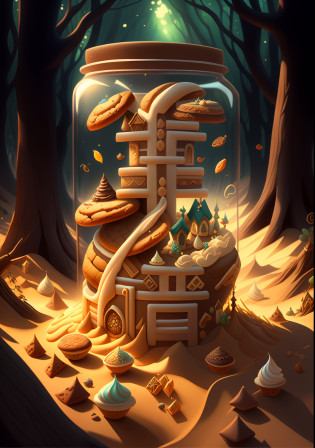 Confectionery?Cookie?Ants move?sand particles?Eau?Eau?Eau?Fantasyart?Yamakawa?rios?the woods?dream magical?Fantasyart?Exquisite?tmasterpiece?8K?Cinematic lighting