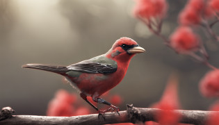 a cutthroat diamond bird that is in a tree is the main protagonist Natural realistic rendering, fotorrealista altamente detallado, render fotorrealista, Arte conceptual fotorrealista, Render hiper real, Renderizado 3D realista rojo, Aves f CGsociety, Imagen fotorrealista, fotorrealista altamente detallado, Renderizado detallado hiperrealista, Imagen detallada fotorrealista, Red bird, super detailed render, Renderizado de alta calidad