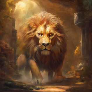 top-quality, ?masterpiece, ultra-detailliert, Raw photo, (Photorealsitic:1.4), Lion-faced monster, Glaring eyes, forceful, Beastly, In a creepy room, European style, Pale lighting, natta, depth of fields