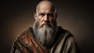 arafed man with a beard and a cape on, portrait of a viking, bald head and white beard, middle aged balding superhero, portrait of a dwarf warrior, portrait of rugged zeus, portrait of monk, fantasy character portrait, full face epic portrait, portrait of a rugged warrior, portrait of bald, viking beard, painted portrait of rugged odin