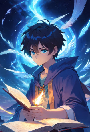 death,blood,night, dark, (Fantasy),Infinite,deep blue sky,The abyss of knowledge,knowledge,((masterpiece)), (((best quality))),((beautiful detailed eyes)),(eyelash),Monster,(1 boy),black hair,wavy hair,abyss eyes,Shiny skin,oil,(bird body,feather),Wearing Rags of cloth, Tzeentch,elf,extremely detailed CG unity 8k wallpaper,masterpiece, ((ultra-detailed)), ((illustration)),colorful,wallpaper,energy,Unknown terror,arcane,Around the magic,magic surrounds,magic rod,book,pages flying all over the sky,Know it all,Predicting the Future,Know the past,Infinite wisdom,blue flame,Warlock,Magical Circle,Pentagram,incantation,mantra,Singing magic,