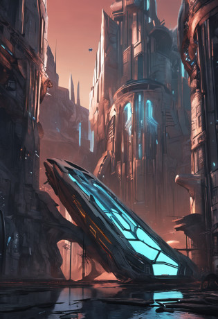 A street full of beautiful and elegant buildings, Bluish atmosphere, At the end of the street a beautiful and elegant tower, architecture mystique et futuriste, Concept Art de science-fiction mystique, Warframe Concept Art, Art conceptuel futuriste et magique, Concept Art du futur et fantasy, Conceptual Art Masterpiece, Concept Art Scene, Concept Art 8 K, Art conceptuel professionnel, Concept Art de science-fiction et de fantasy elfique, Sci - FI Concept Art, high quality digital concept art, runes, touches d'architecture elfique, magie, Architectural mix, Sober architecture with elegant Scifi lines