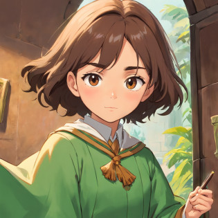 Conan el detective, infant, adolecente, joven. 15 years. Su cabello, de un verde esmeralda brillante, claro y sedoso, is combed back with a slight strand falling over his forehead. Sus ojos, de un tono avellana profundo, They are framed by thin, well-defined eyebrows, that pucker slightly when concentrated on one case. Lentes redondos. He has a straight nose and thin lips that often curve into a small smile of satisfaction when he solves a riddle.. Su rostro es juvenil pero firme, showing fierce determination in every expression. Has a pale complexion, que contrasta con el verde intenso de su cabello. Una cicatriz apenas visible atraviesa su mejilla derecha, un recordatorio de un encuentro anterior con el peligro. Sus orejas son ligeramente puntiagudas, un rasgo distintivo que indica una ascendencia especial. Wear an elegant brown checkered cape, que cae elegantemente sobre sus hombros, con detalles dorados en los bordes que le otorgan un toque de elegancia. Debajo de la capa, lleva una camisa blanca impecable y un chaleco negro ajustado que resalta su esbelta figura. Sus pantalones, del mismo tono verde oscuro que su cabello, They are stylish and practical to facilitate your mobility while researching. On your left wrist, lleva un reloj de bolsillo antiguo, un regalo de su mentor que guarda con gran aprecio. His hands are slender and agile, able to thoroughly examine each track accurately. Siempre lleva consigo una lupa de cristal, that he holds gracefully when he peruses the smallest details. Este joven detective, con su mirada aguda y su estilo distintivo, se destaca no solo por su inteligencia excepcional, but also for his elegance and unwavering dedication to solving the most complex mysteries.. Their presence in any scene is synonymous with resolution and justice.