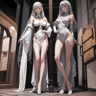 Master anime works?An impeccable masterpiece?8K picture quality: A full-fledged noblewoman was tied to a column?The legs are separated?solid color backdrop?Wear cool and sexy clothes?Female boss?Flowing silver hair?Full-body standing?Slender legs?Straight breasts?Large breasts?Detailed facial details?Naturally beautiful standing?Vivid and authentic body details