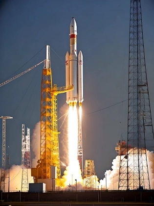 At the base of the rocket, the launchpad is a flurry of activity. Engineers and technicians dressed in white lab coats and hard hats scurry around, performing last-minute checks and adjustments to the rocket's intricate systems. Sparks fly from welding torches, and the sound of chatter and machinery fills the air.