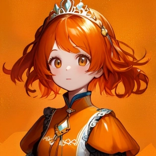 orange hair, orange theme, cute, girl, royalty, princess, blue rues eyes, detailed, textureNegative prompt: ugly, low quality, missing fingers, blurySteps: 20, Sampler: Euler a, CFG scale: 7, Seed: 3188083801, Size: 512x512, Model hash: 6fafc58c23, Model: Replicant